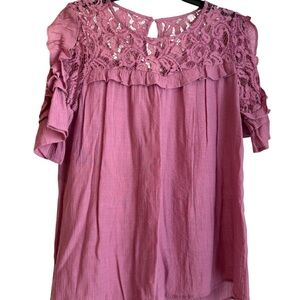 Entro Mauve Lace Accent Blouse